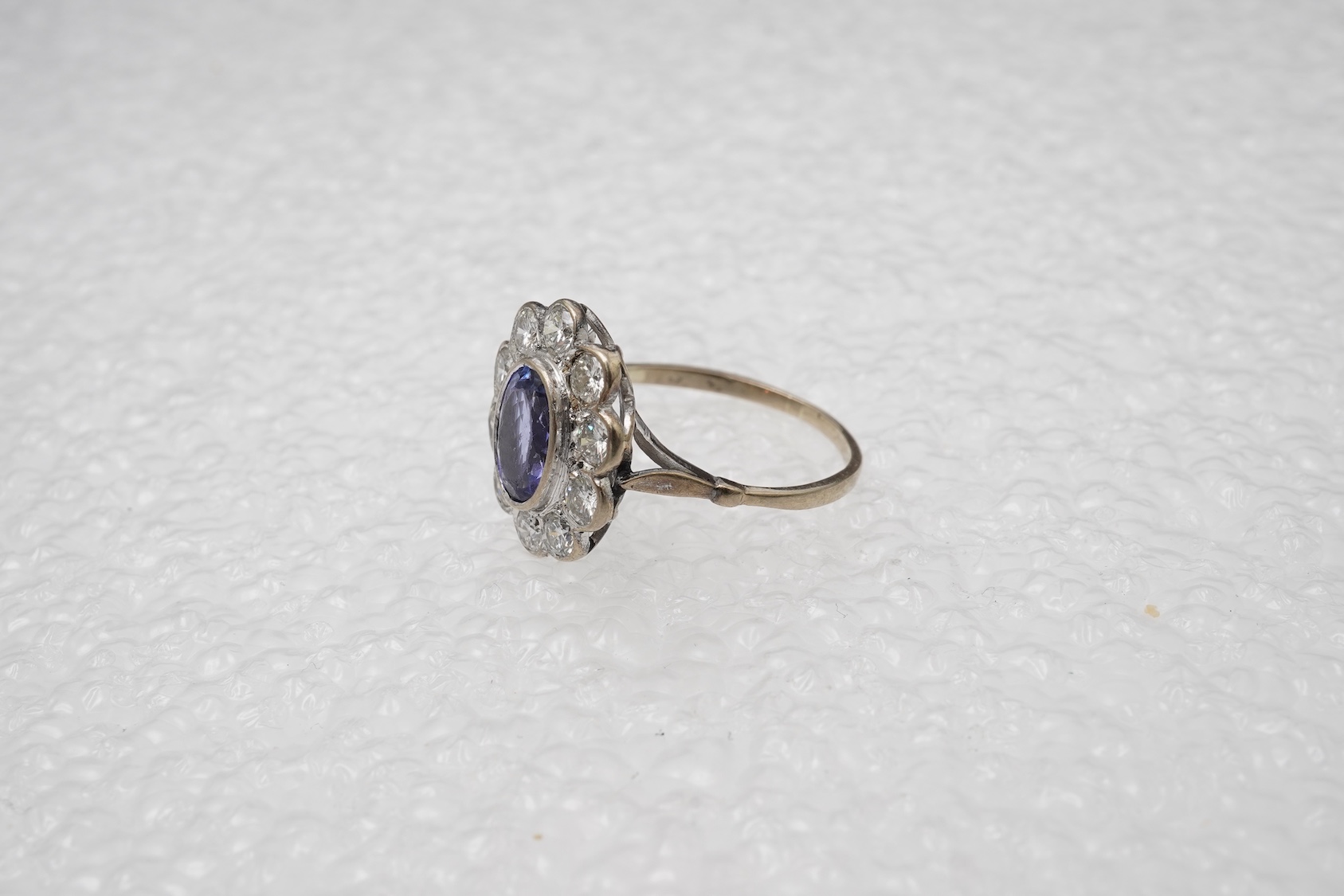 A tanzanite and diamond ring